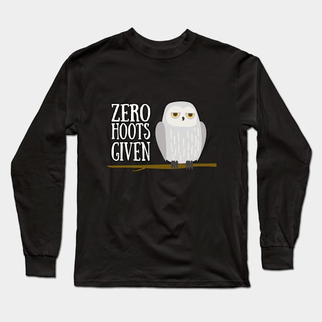 Owl - Zero Hoots Given Long Sleeve T-Shirt by Kudostees